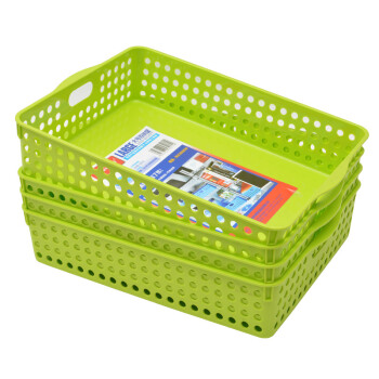 Jeko&Jeko 捷扣 JEKO 塑料整理收纳筐大号 4只装 桌面收纳篮 绿色