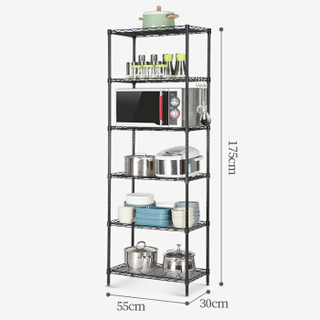 心家宜 98228B 客厅置物架 (6层、金属、55*30*175cm、黑色)