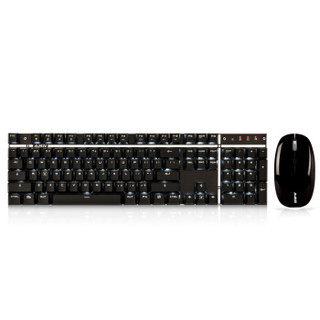 有券的上：黑爵（AJAZZ）A3008 黑色黑轴 无线机械键盘鼠标套装 家用 笔记本 台式 充电游戏键鼠