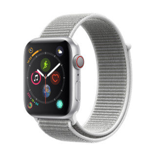 Apple 苹果 Watch系列 Watch Series 4 GPS+蜂窝款 智能手表 44mm 银色 海贝色织布回环式表带  16GB（ECG、GPS、北斗、扬声器、温度计）