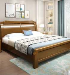 恒兴达 橡胶木实木床气压高箱储物床主卧1.8米新中式双人床简约现代1.5米抽屉床单人大床