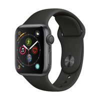 Apple 苹果 Watch系列 Watch Series 4 GPS款 智能手表 40mm 深空灰 黑色硅胶表带 16GB（ECG、GPS、北斗、扬声器、温度计）