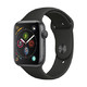 历史低价：Apple 苹果 Apple Watch Series 4 智能手表（深空灰铝金属、GPS、44mm、黑色运动表带）