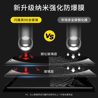 闪魔 华为mate10/mate10 pro钢化膜 真曲面全屏高清防指纹防爆防蓝光手机保护膜全覆盖 10pro【真曲面^黑色抗蓝光全屏】2片装*送神器