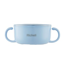 Richell\/利其尔宝宝不锈钢碗370ml粉、蓝带研磨