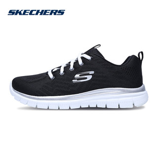 Skechers斯凯奇女鞋网面休闲鞋跑步鞋 轻便舒适减震运动鞋 12615 (35、黑)
