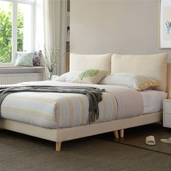 A家家具 DA0120-180 米黄色1.8米床+床垫*1+床头柜*1 