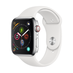 Apple Watch Series 4智能手表（GPS 蜂窝网络款 44毫米不锈钢表壳 白色运动型表带 MTX02CH/A)