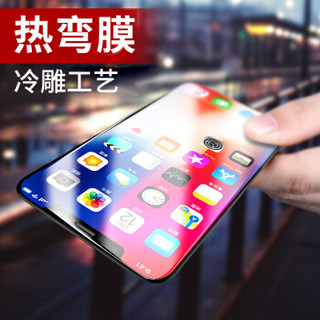 斯泰克 苹果X钢化膜 iPhoneX抗蓝光3D全屏全覆盖手机膜保护贴膜 适用苹果10/X 黑色【5D热弯冷雕全屏】