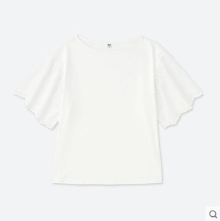  UNIQLO 优衣库 408680 女士蕾丝T恤 (白色、L)