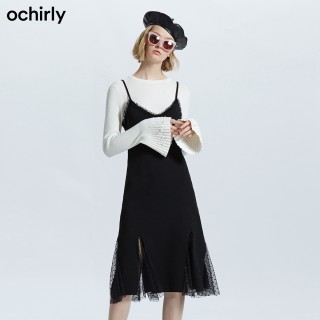 ochirly 欧时力 1GZ3037360 女士吊带连衣裙