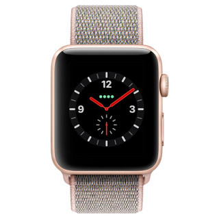 Apple 苹果 Apple Watch Series 3 智能手表(GPS+蜂窝网络、42mm、金色铝金属、粉色回环表带)【原厂延保版】