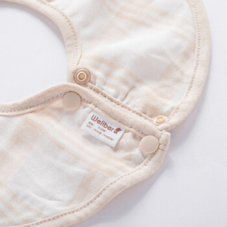 威尔贝鲁（WELLBER）婴儿彩棉纱布围嘴 宝宝可旋转口水巾新生儿夏季小围兜 3条装