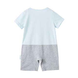PurCotton 全棉时代 2000206301 婴儿针织带领短袖连体衣 80/48(建议12-18个月) 浅蓝