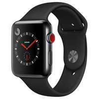 Apple 苹果 Apple Watch Series 3智能手表（GPS+蜂窝网络、42mm、深空黑不锈钢、黑色运动表带、MQR02CH/A）