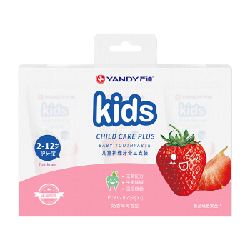 YANDY 严迪 儿童护理牙膏 (60g*3支装、草莓味、2~12岁)