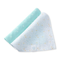 PurCotton 全棉时代 婴儿纱布三角巾 (绿底白树+绿水滴、2条装、 62*43cm )