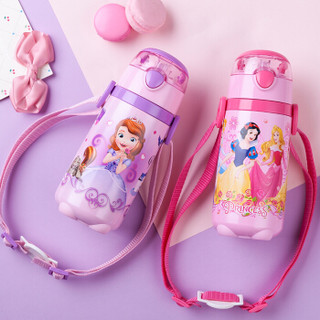 迪士尼（Disney）宝宝吸管杯 儿童保温杯 婴儿水杯带背带水壶 WD77紫色公主440ml