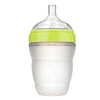 小不点（DOT）新生儿轻松吸 么么哒仿真母乳宽口径硅胶奶瓶180ml绿色