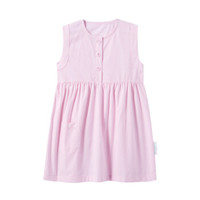 PurCotton 全棉时代 2000225601 幼儿女款梭织条纹短袖连衣裙 100/52(建议3-4岁) 粉条纹