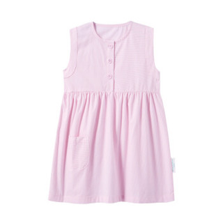 PurCotton 全棉时代 2000225601 幼儿女款梭织条纹短袖连衣裙 90/52(建议2-3岁) 粉条纹