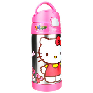 HELLO KITTY凯蒂猫 儿童保温吸管水杯 宝宝卡通提手学饮杯（含杯套）350ML 粉色