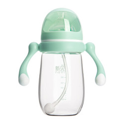 新贝奶瓶 宽口径玻璃奶瓶270ml绿色 XB-9076 *4件