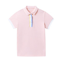 PurCotton 全棉时代 2000244901 女童针织翻领POLO衫 120/56(建议6-7岁) 亮粉色