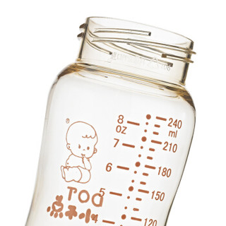 小不点（DOT）轻松吸 PPSU黄金宽口奶瓶手柄硅胶吸管奶瓶240ml白色