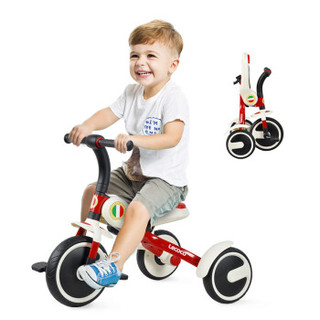 乐卡（Lecoco）儿童三轮车3-5-6岁宝宝可折叠幼儿便携脚踏车 火影红