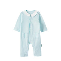 PurCotton 全棉时代 2000199701 婴儿针织提花长袖带领连体衣 59/44(建议0-3个月) 浅蓝