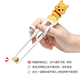 迪士尼（Disney）维尼学习筷 儿童筷子训练筷 儿童餐具宝宝练习筷子 玉米3D卡通小孩筷子 韩国进口