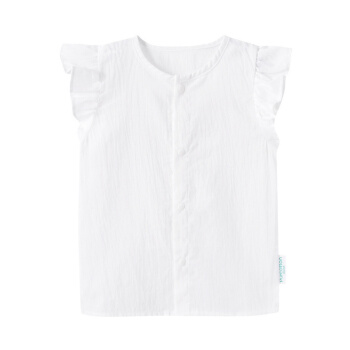 PurCotton 全棉时代 幼儿女款剪花短袖衬衫 (白色、女、80/48、1条装)