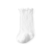 PurCotton 全棉时代 幼儿女款波浪长筒袜 (白色、13cm 建议2-3岁、女)
