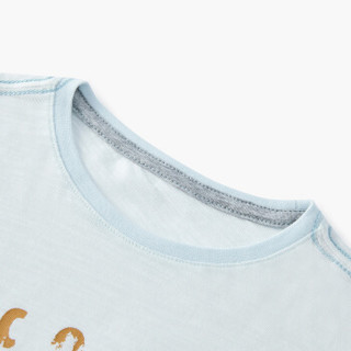 PurCotton 全棉时代 2000238701 男童针织竹节纱翻边短袖T恤 120/56(建议6-7岁) 白色