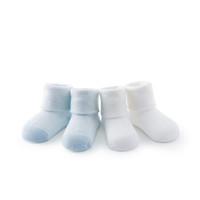 PurCotton 全棉时代 婴儿翻边袜 (天蓝条+白、7.5cm 建议0-3个月)