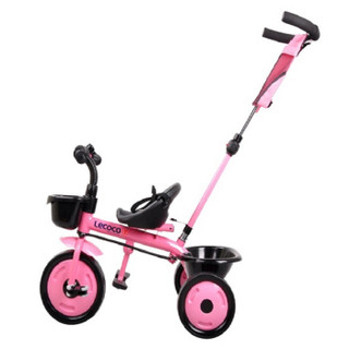 乐卡（Lecoco）儿童三轮车多功能婴幼儿童脚踏车1-3-5岁简易自行车多功能手推车 蜜桃粉