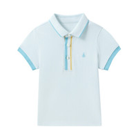 PurCotton 全棉时代 幼儿男款彩色门襟短袖POLO衫 (晴空蓝、男、100/52、1件装)