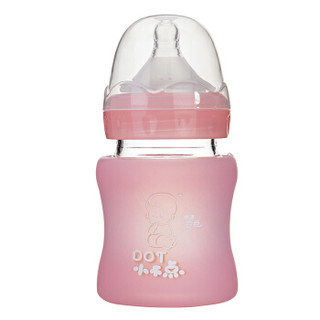 小不点（DOT）轻松吸 新生儿宽口感温玻璃奶瓶120ml红色