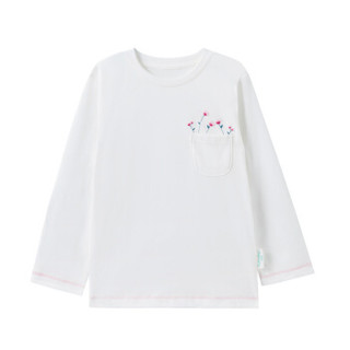 PurCotton 全棉时代 2000244501 女童针织长袖T恤 130/60(建议8-9岁) 白色