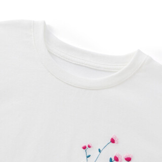 PurCotton 全棉时代 2000244501 女童针织长袖T恤 130/60(建议8-9岁) 白色