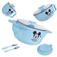 Disney 迪士尼 儿童保温吸盘碗叉勺子5件套 蓝色米奇 *2件