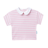 PurCotton 全棉时代 2000244701 幼儿女款针织条纹翻领短袖T恤