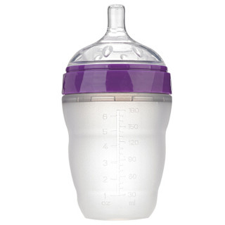 小不点（DOT）新生儿轻松吸 么么哒仿真母乳宽口径硅胶奶瓶180ml紫色