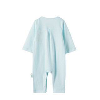 PurCotton 全棉时代 婴儿针织提花长袖带领连体衣 (浅蓝、80/48(建议12-18个月)、1条装)