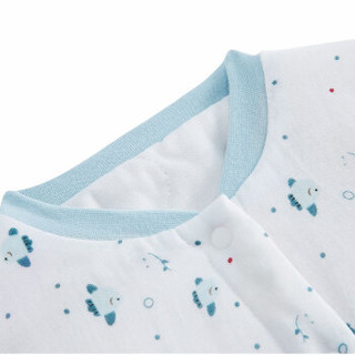 PurCotton 全棉时代 婴儿纱布束口夹棉长袖连体服 (燕尾鱼、66/44(建议3-6个月) 、1条装)