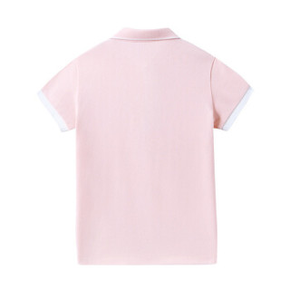 PurCotton 全棉时代 女童针织翻领POLO衫 (亮粉色、130/60、1条装)