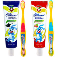  儿童牙刷牙膏套装（牙膏 草莓味 60g*2支+软毛牙刷*2个） (草莓味)