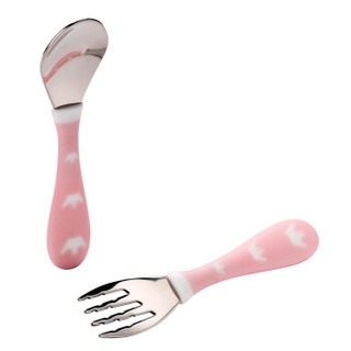 柳濑 LB7513 婴儿勺子叉子 (粉色)