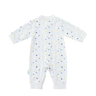 PurCotton 全棉时代 婴儿针织长袖连体服 (深蓝三角、66/44 建议3-6个月、1件/装)